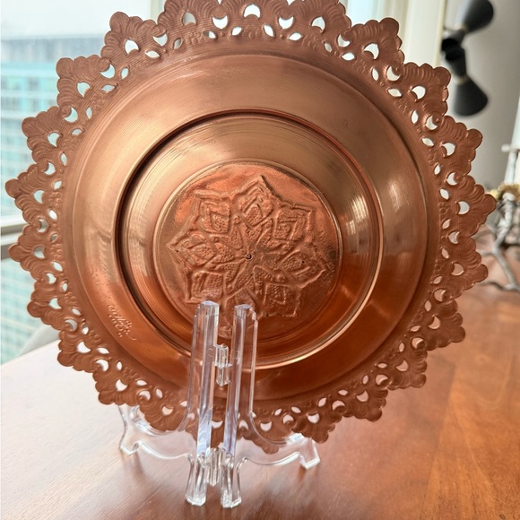 Handcrafted Copper and Turquoise Decorative Plate - Picture 3 of 5